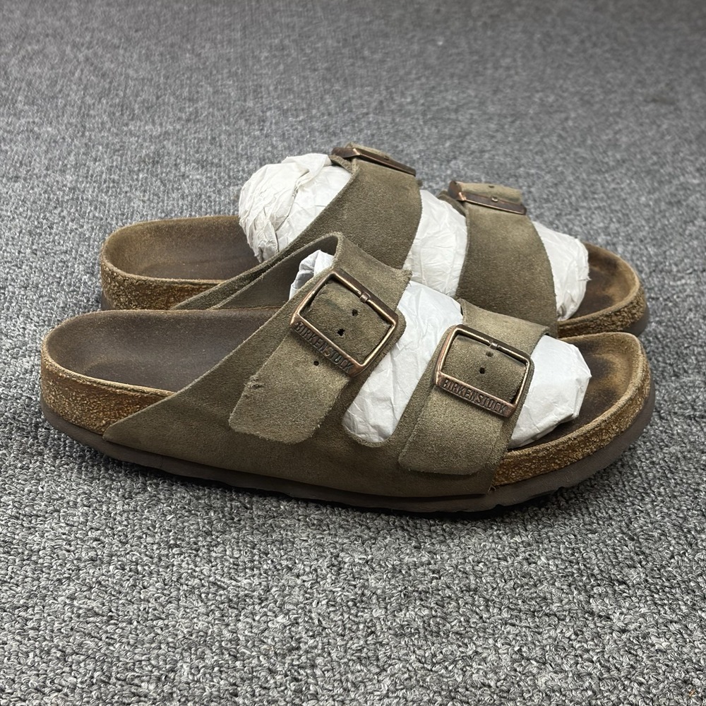 Birkenstock Arizona Soft Footbed Olive Green Suede Sandals EU 40 Womens US 9-9.5